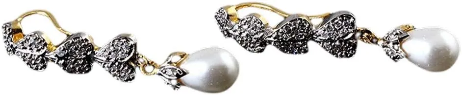 White CZ Stone Studded Beautiful Pear Shape Leverlock Bali 14K Gold Plated Cubic Zircon New Modern Look Earring Best Gift for Her