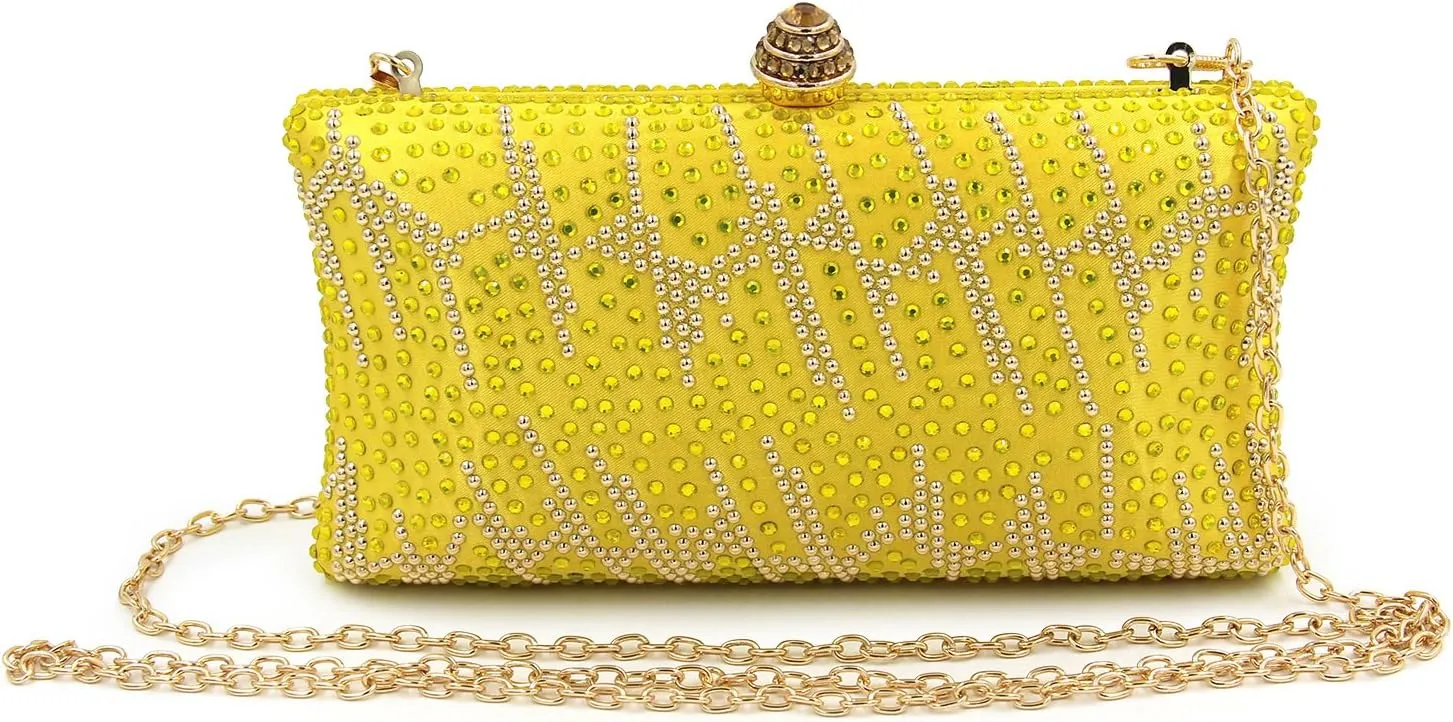 Women and Ladies Handbag Evening Clutch Bag Rhinestones Shoulder Bags for Prom Wedding Party
