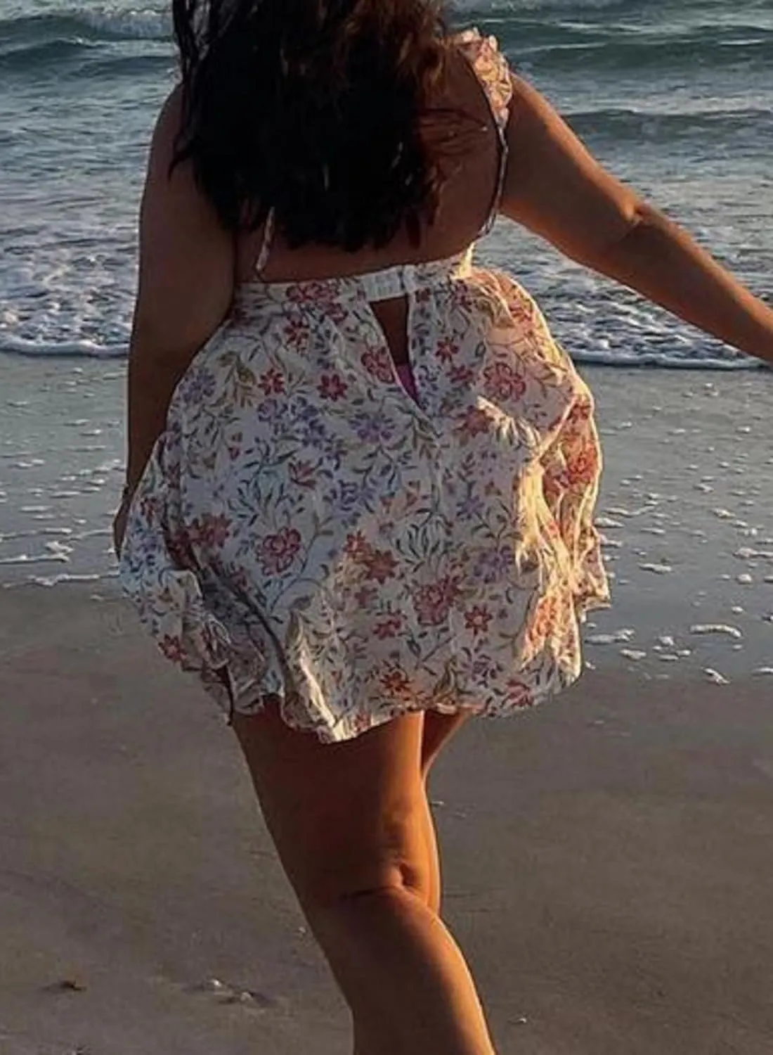 Women Cute Sleeveless Babydoll Mini Dress Ruffle Shoulder Square Neck Sundress Loose Fit Floral Lounge Beach Short Dress