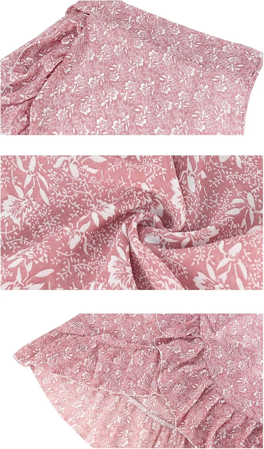Women High Waist Floral Print Ruffle Long Bow Tie Side Split Boho Maxi Skirt