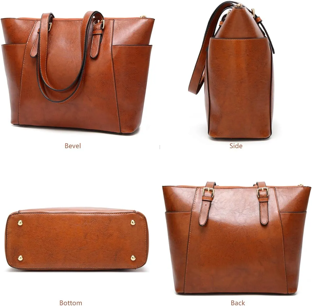 Women Large Tote Handbag PU Shoulder Bag Work Shopper Satchels Hobo Purse