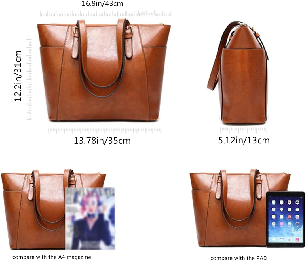 Women Large Tote Handbag PU Shoulder Bag Work Shopper Satchels Hobo Purse