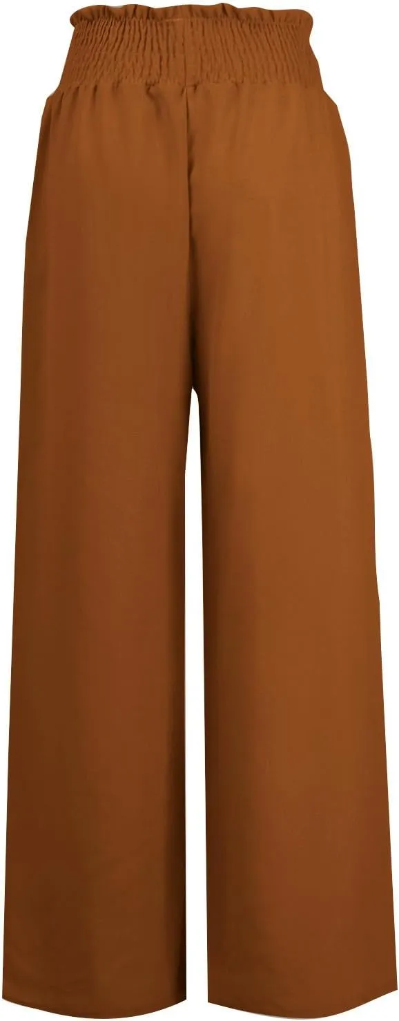 Women Linen Pants Palazzo Dressy Wide Leg Pants Summer Boho Linen Pant Flowy Beach Trousers with Pockets Resort Wear