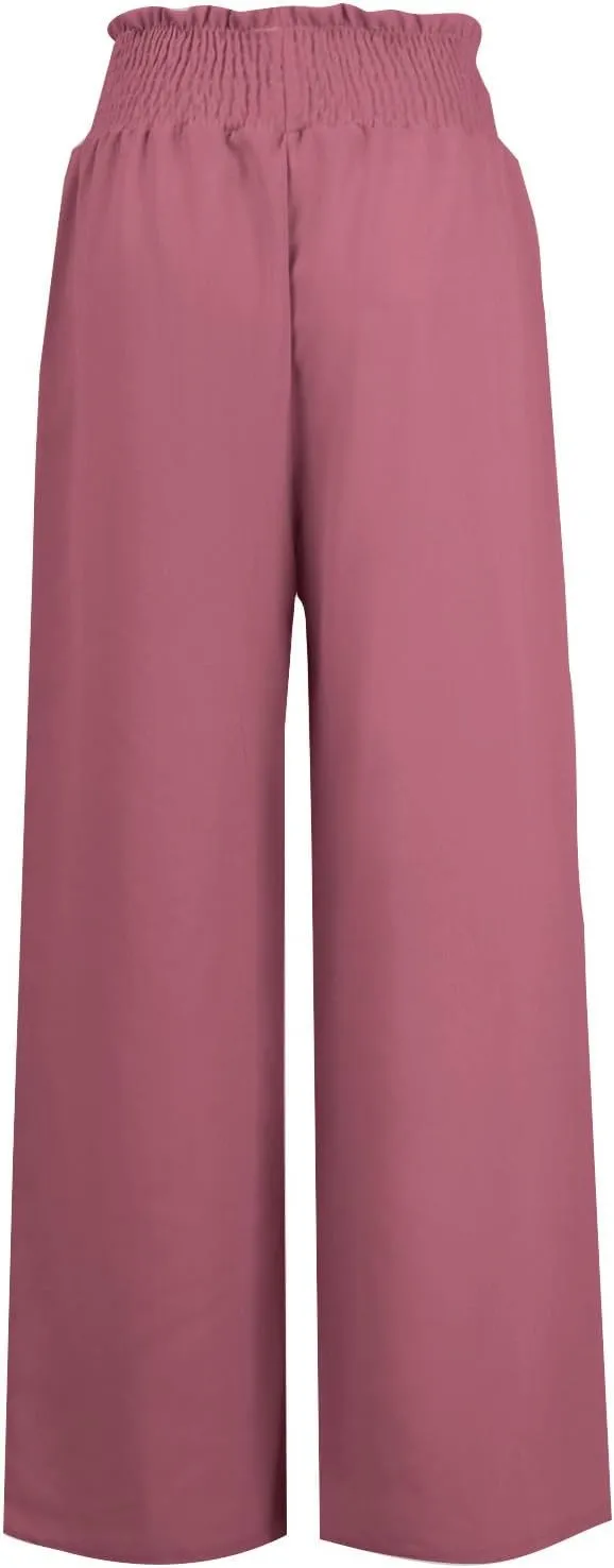 Women Linen Pants Palazzo Dressy Wide Leg Pants Summer Boho Linen Pant Flowy Beach Trousers with Pockets Resort Wear
