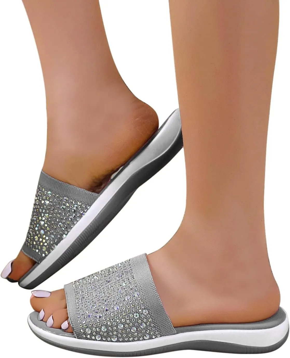 Women Sandals Platform Rhinestone Fashion Breathable Shoes Ladies Solid Sandals Color Women's Slide on Shoes