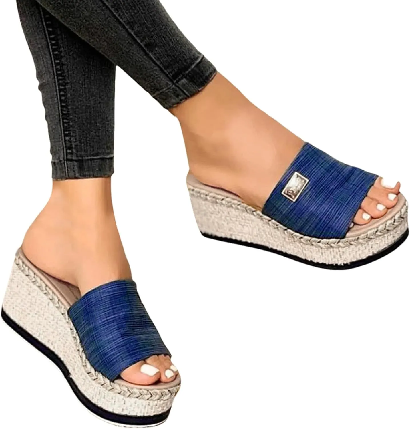 Women Shoes Fashionable Wedge Platform Sandals Bohemian Beach Slippers Closed Toe Sandals with Arch Support