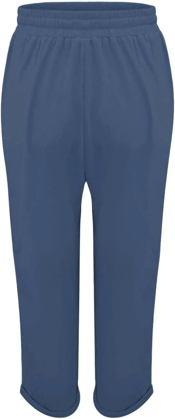 Women Summer Linen Pants Casual Drawstring Comfy Baggy Trousers Beach Boho Dressy Palazzo Lounge Pants with Pockets