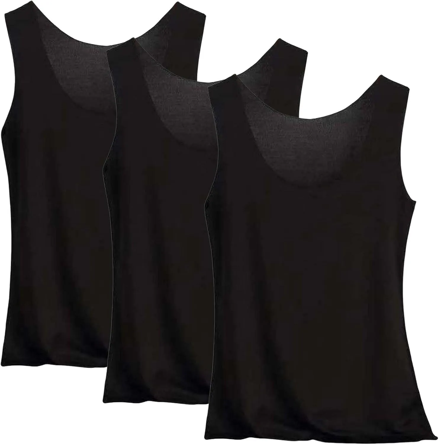 Women's 3pc Summer Seamless Ice Silk Vest Inner Wear Bottoming Shirt Sleeveless Camisole Blouses 2025 Summer Basic Tank Shirt