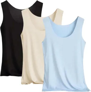 Women's 3pc Summer Seamless Ice Silk Vest Inner Wear Bottoming Shirt Sleeveless Camisole Blouses 2025 Summer Basic Tank Shirt