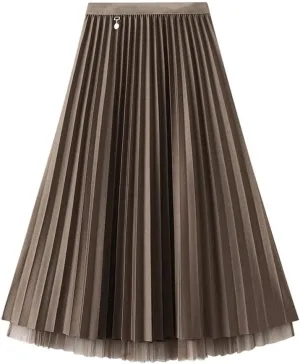 Women's A-Line Tulle Skirt SDouble Wear Pleated Skirt Sarees High Waist Tummy Control Midi Skirt Princess Skirt