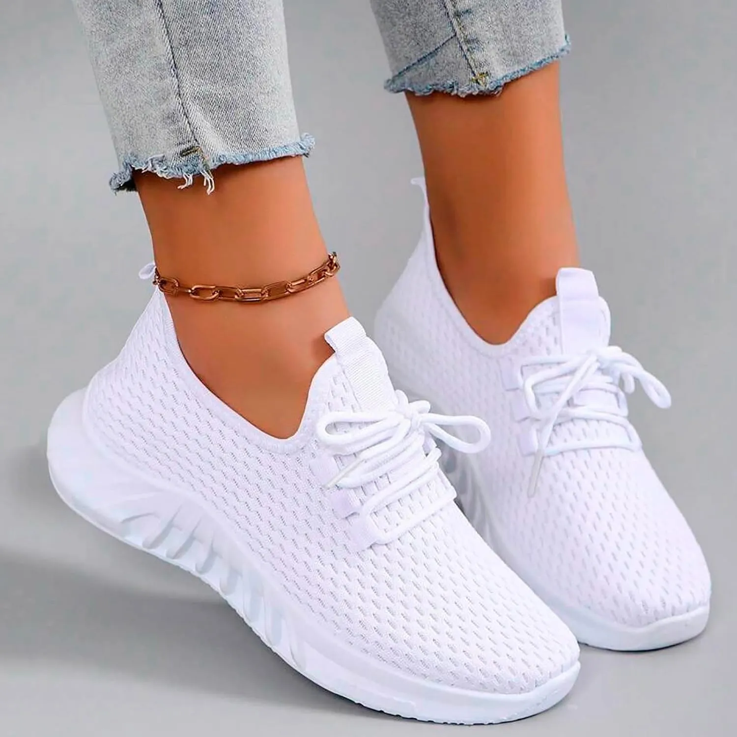 Womens Athletic Shoes Casual Lace Up Platform Sneakers for Women Breathable Walking Sneakers Fashion Running Shoes