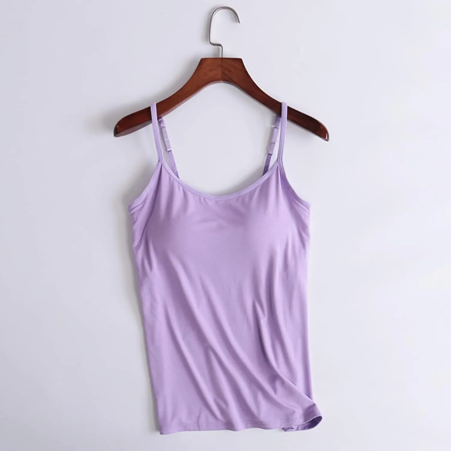 Women's Built-in Bra Tank Tops Adjustable Strap Wireless Camisole Padded Workout Yoga Daily Shelf Bra Undershirts