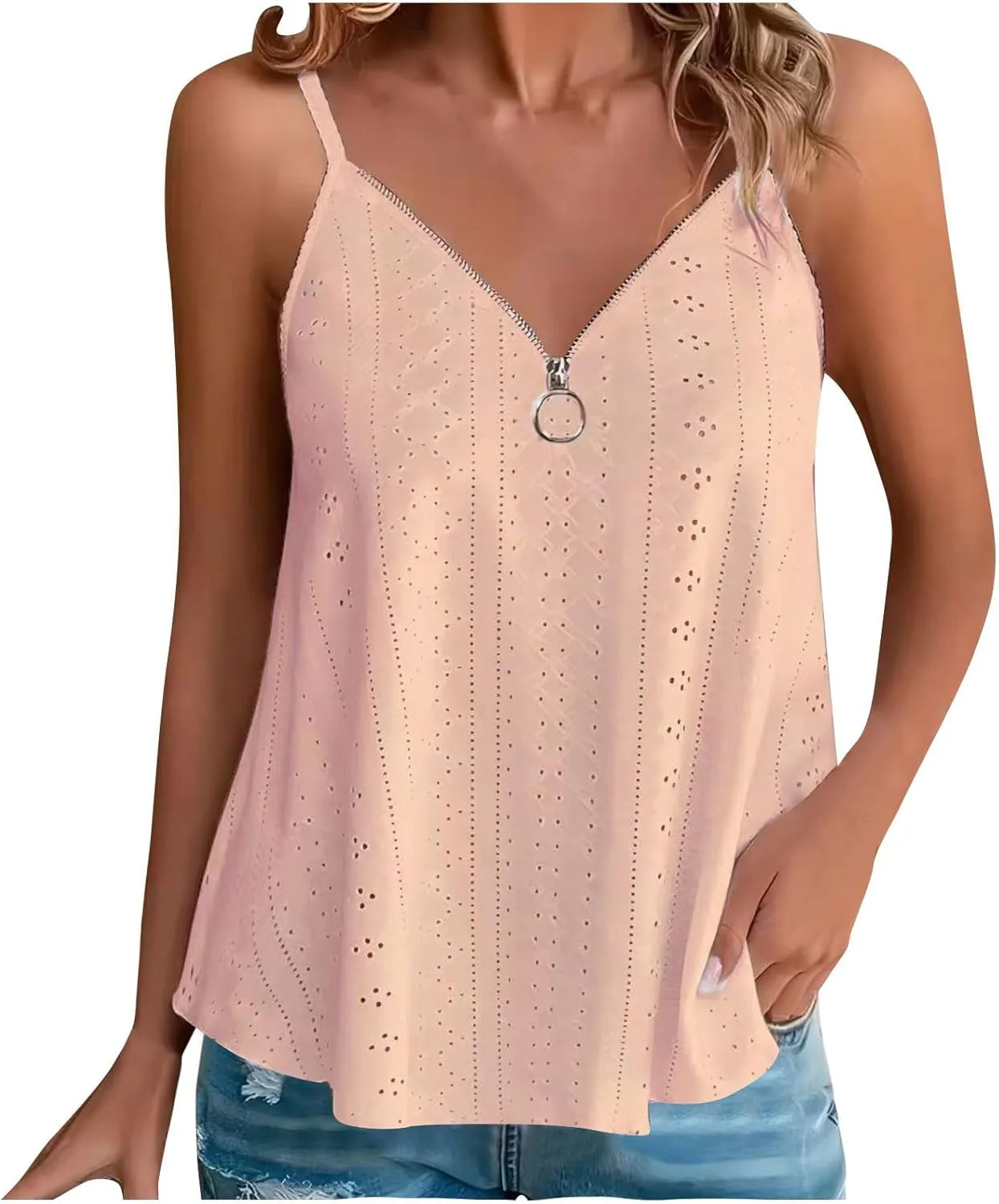 Womens Camisole Tank Tops Loose Fit Spaghetti Strap Camisole Lightweight Tank Top Summer 2025 Vacation Tops