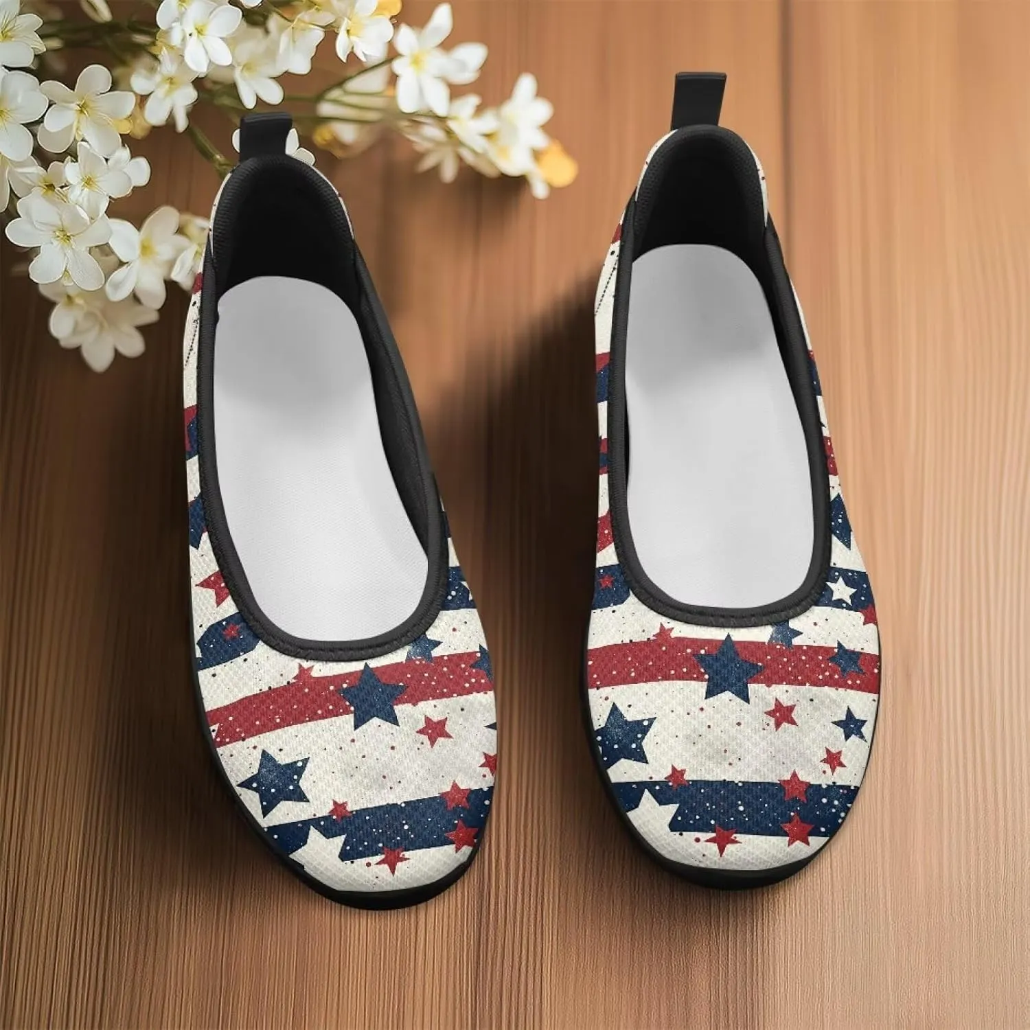 Women's Casual Slip-On Mesh Flat Lighweight Spring Work Shoes for Women with Anti-Slip Sole Size 6-10