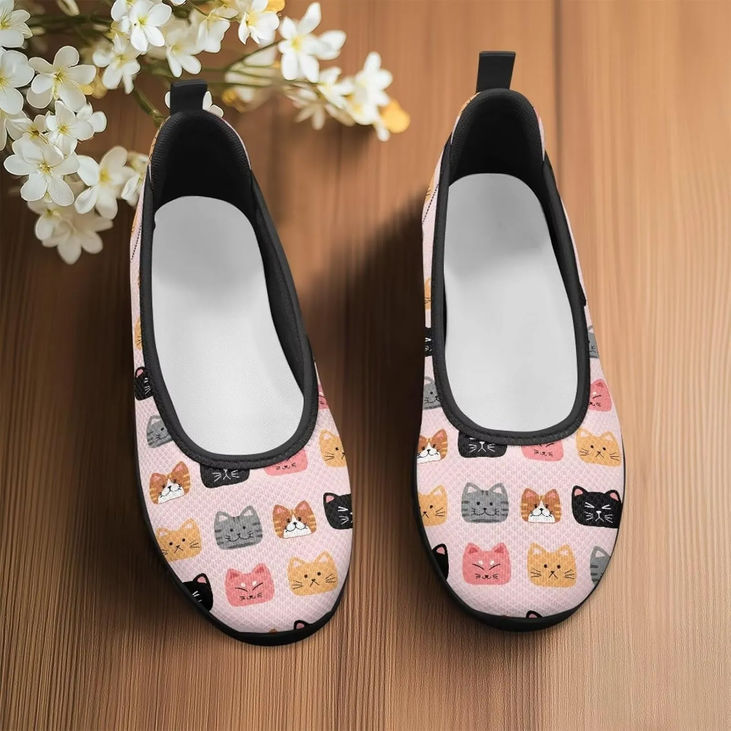 Women's Casual Slip-On Mesh Flat Lighweight Spring Work Shoes for Women with Anti-Slip Sole Size 6-10