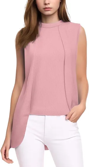 Women's Crew Neck Sleeveless Casual Tank Tops Summer Irregular Going Out Tank Tops Slim Solid Color Trendy