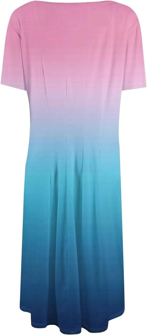 Womens Dresses Dresses for Women Casual Summer A Line Midi Dresses for Women Short Sleeve Loose Fit