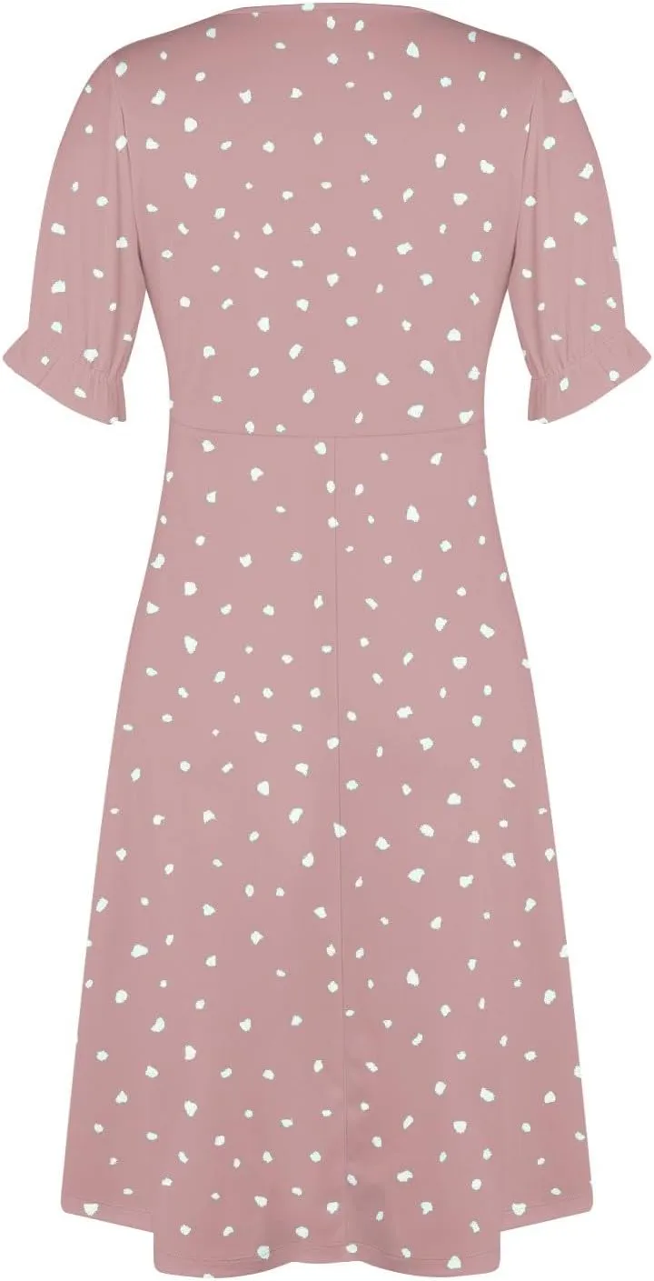 Womens Dresses Midi Dresses for Women Puff Sleeve Summer Dresses Women Casual Boho Fitted