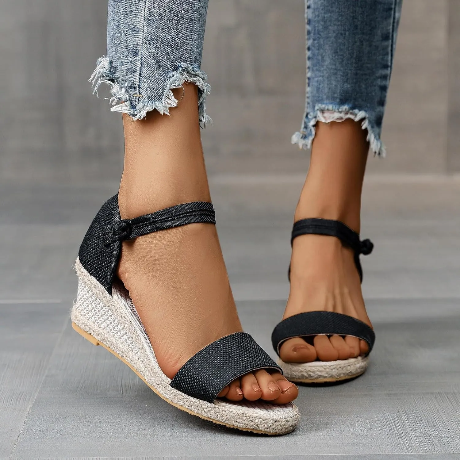 Women's Espadrille Platform Wedge Sandals Closed Toe Ankle Strap Lace up Summer Shoes Buckle Dress Slip On Fashion Walking Casual & Dressy Espadrilles Raffia Open Buckled High Heels