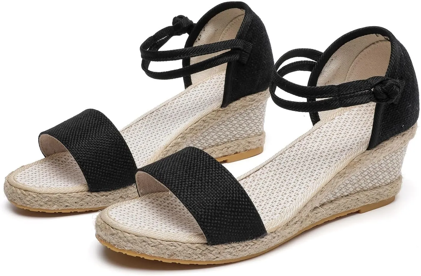 Women's Espadrille Platform Wedge Sandals Closed Toe Ankle Strap Lace up Summer Shoes Buckle Dress Slip On Fashion Walking Casual & Dressy Espadrilles Raffia Open Buckled High Heels