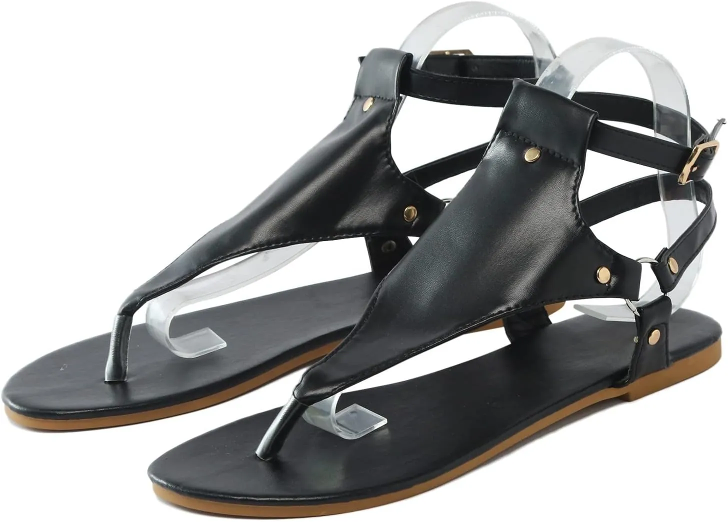 Women's Flat Sandals 2024 Thong Sandals For Women Open Toe Shoes Flat Beach Sandals Ladies Buckle Strap Flip Flops Shoes