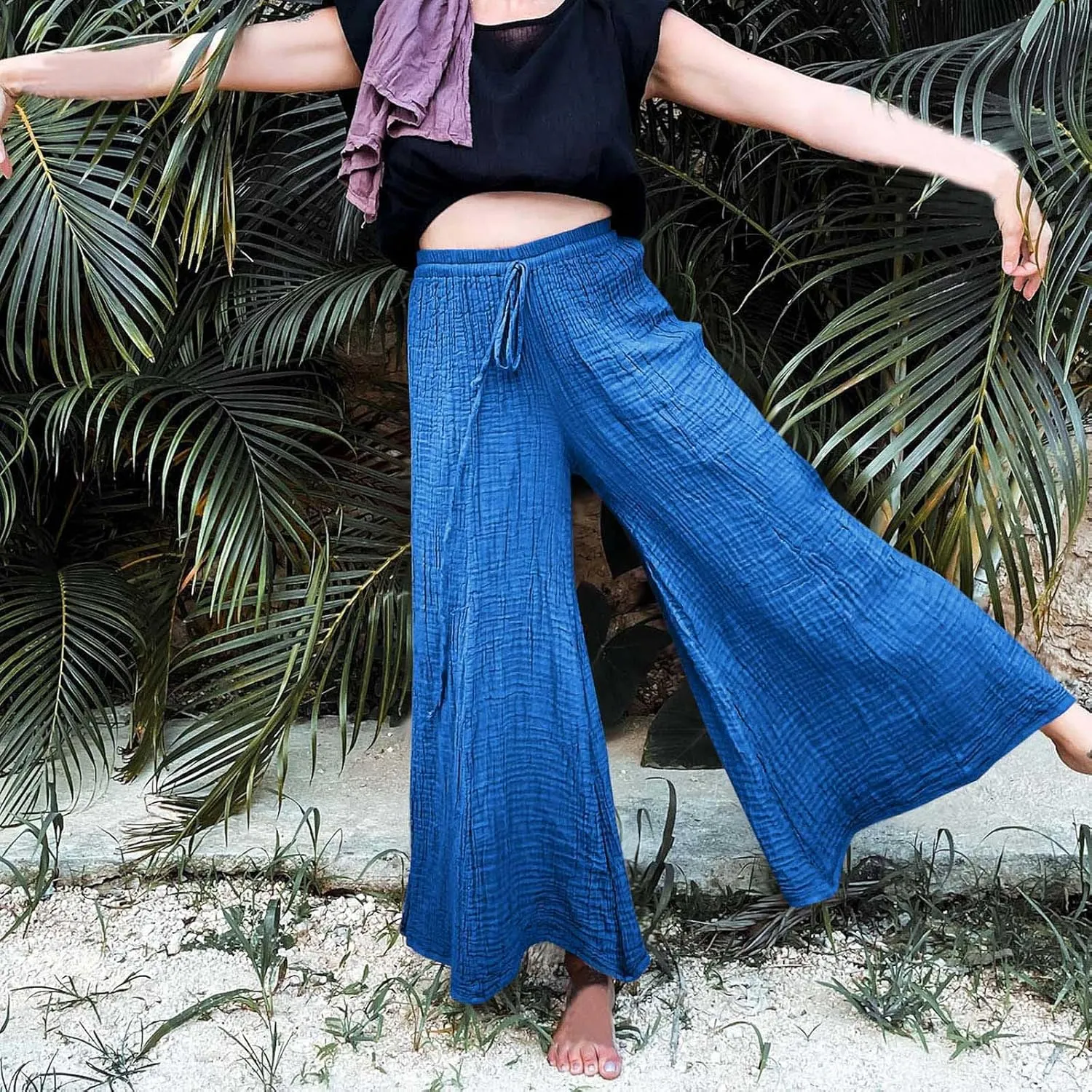 Women's Linen Pants Tall Summer Flowy Leg High Waisted Trousers 2025 Breathable Comfort Fit Yoga Pants