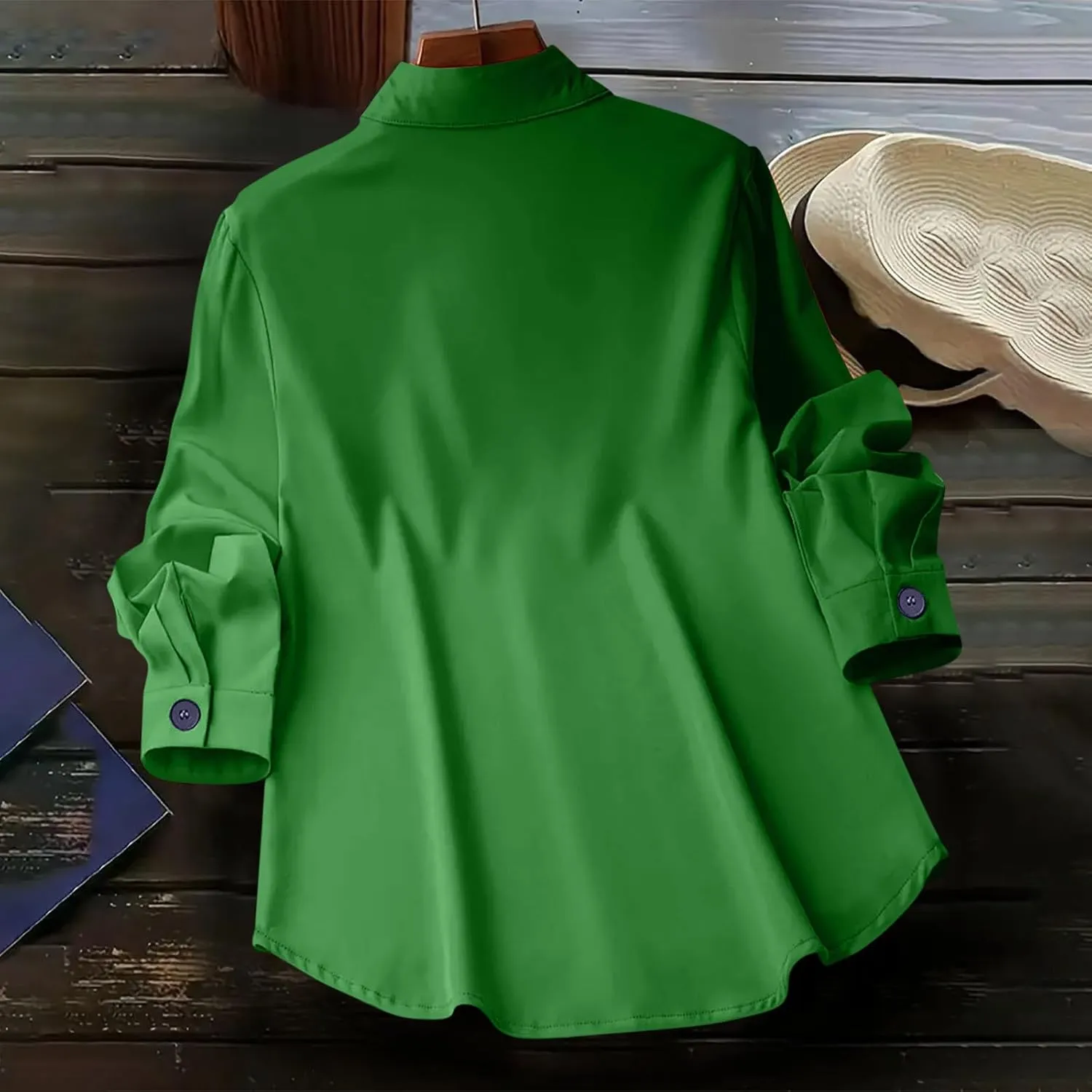 Womens Long Sleeves Blouse Tops Fashion Solid Color Lapel Button up Shirts Spring Summer Casual Loose Comfy Shirt