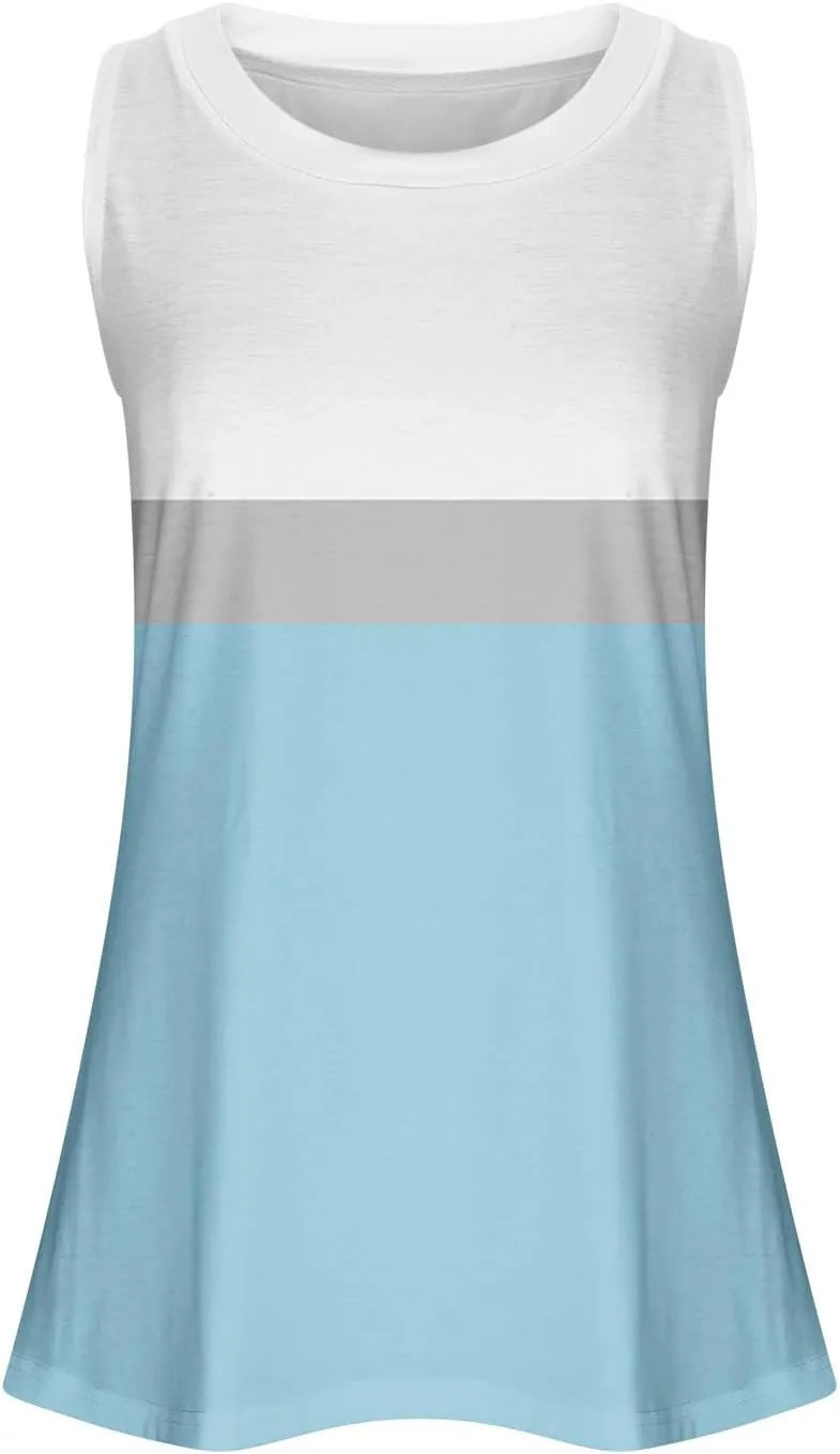 Womens Long Tank Tops Solid Color Baggy Loose Tanks Shirt Plus Size Round Neck Cami Top Summer Curved Hem 2025 Tees