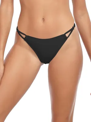 Women's Low Waisted Bikini Bottoms Adjustable Thong Bathing Suit Bottoms