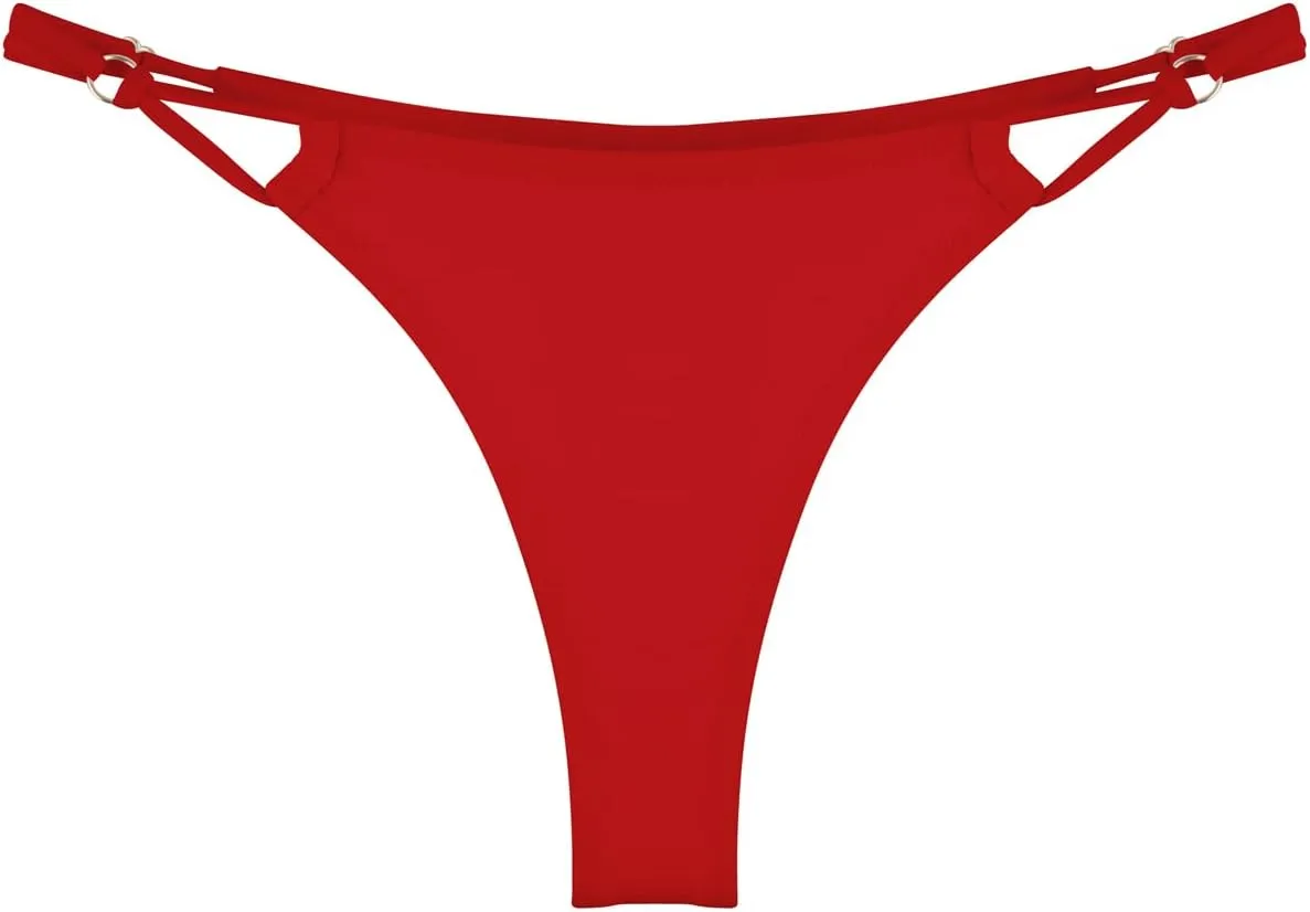 Women's Low Waisted Bikini Bottoms Adjustable Thong Bathing Suit Bottoms