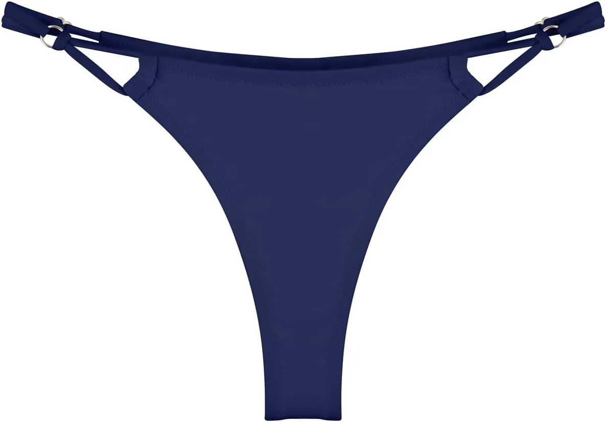 Women's Low Waisted Bikini Bottoms Adjustable Thong Bathing Suit Bottoms