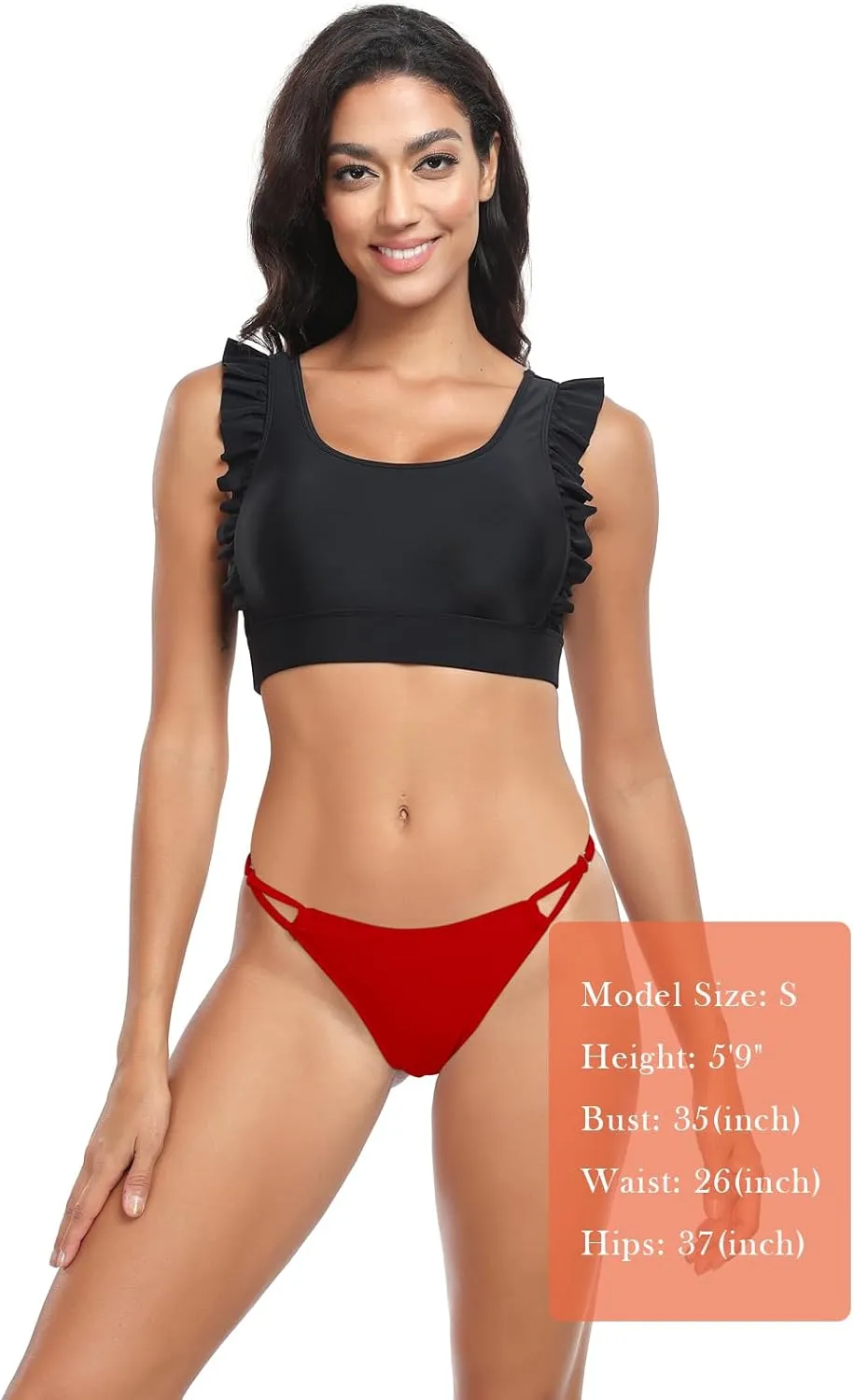 Women's Low Waisted Bikini Bottoms Adjustable Thong Bathing Suit Bottoms