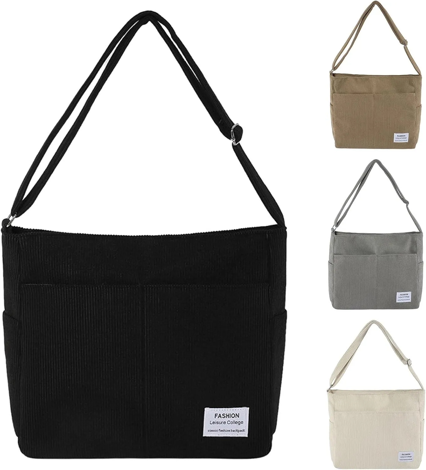 Women's Multi-Pocket Shoulder Bags Women's Crescent Shoulder Bags with Adjustable Strap Temperament Clutch Purse(White)