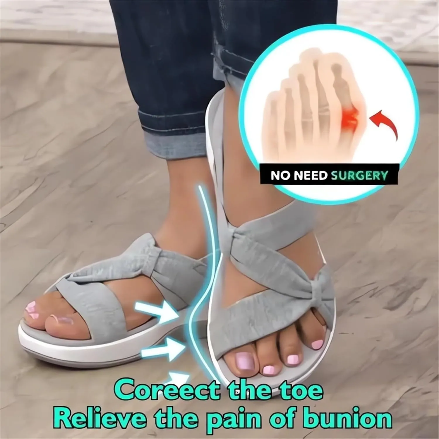 Womens Orthopedic Flats Sport Slippers Ankle Strap Wide Width Arch Support Beach Walking Sandals