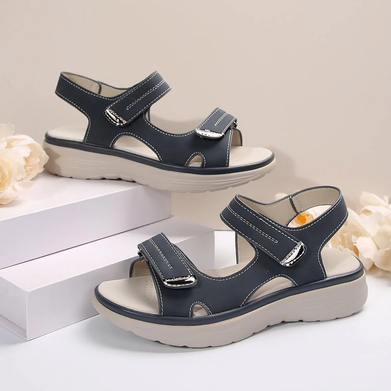 Women's Orthopedic Sandals Comfortable Walking Soft Cushion Foam Sandal Arch Support Shoes Wide Open Toe Shoes