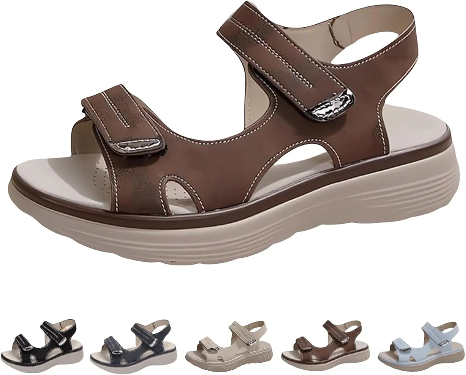 Women's Orthopedic Sandals Comfortable Walking Soft Cushion Foam Sandal Arch Support Shoes Wide Open Toe Shoes