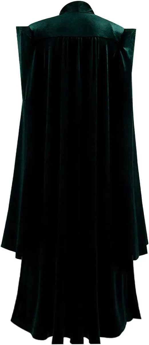 Womens Professor McGonagall Costume Green Jumpsuits Velvet Cloak Sorceress Halloween Witch Cosplay Robe
