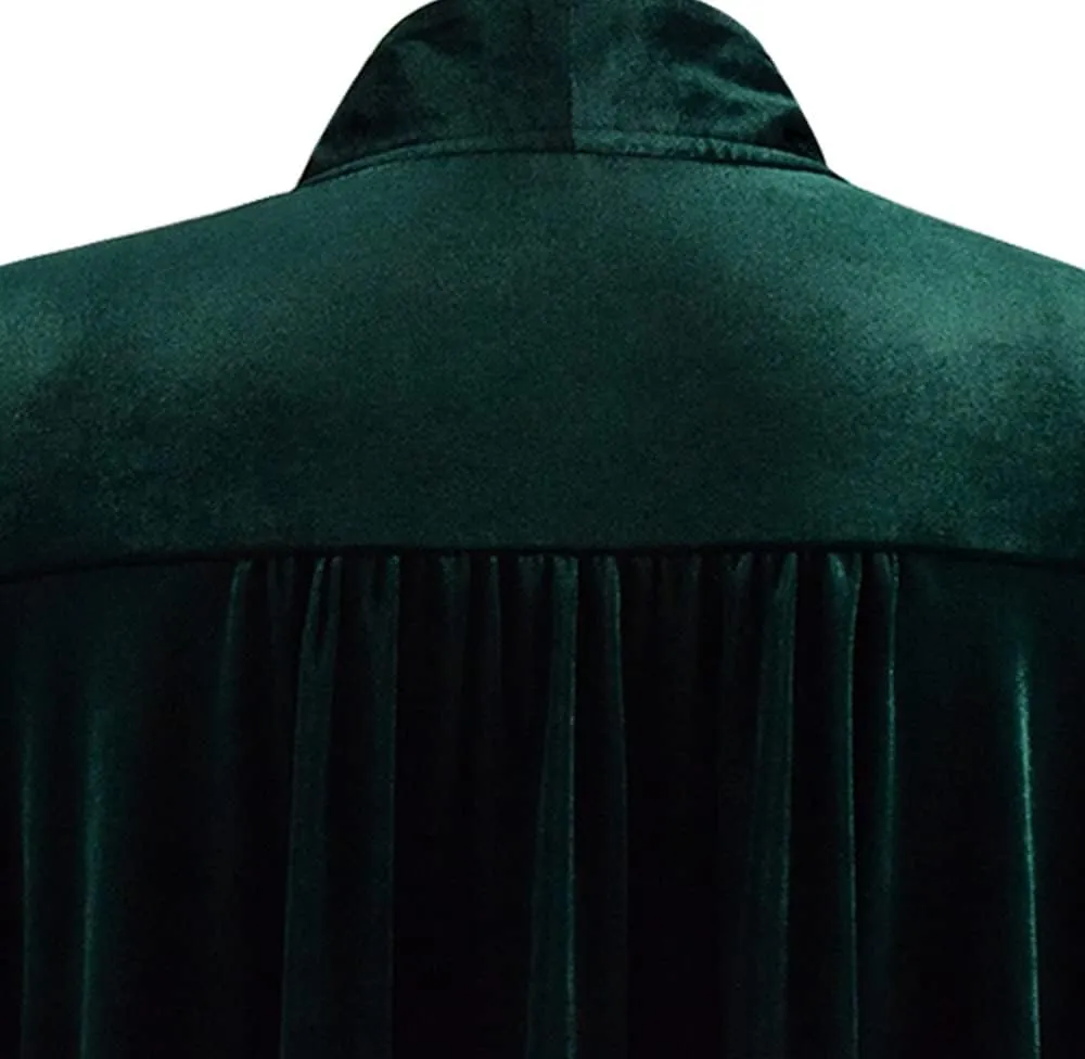 Womens Professor McGonagall Costume Green Jumpsuits Velvet Cloak Sorceress Halloween Witch Cosplay Robe
