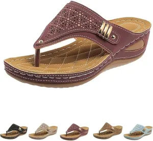 Womens Sandals Comfortable Dressy Wedge Arch Support Orthopedic Flip Flop Summer Vacation Beach Sandals Walking Shoes
