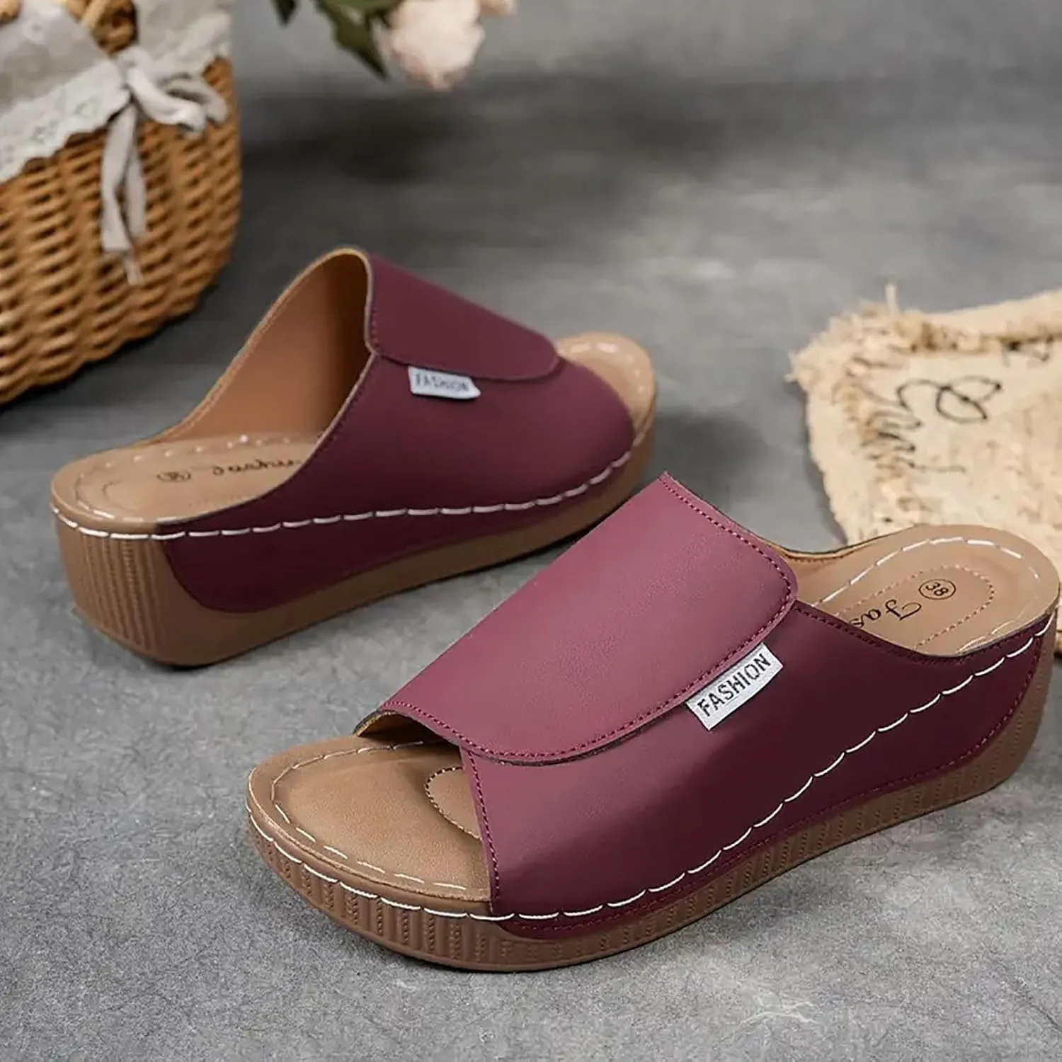 Womens Sandals Orthopedic Dressy Summer Platform Comfy Flip Wedge Sandals with Arch Support Walking Slip On Slides