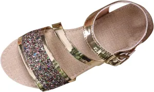 Womens Sandals with Sequins Espadrilles Summer Casual Platform Sandal Thick Sole Comfortable Open Toe Walking Shoes