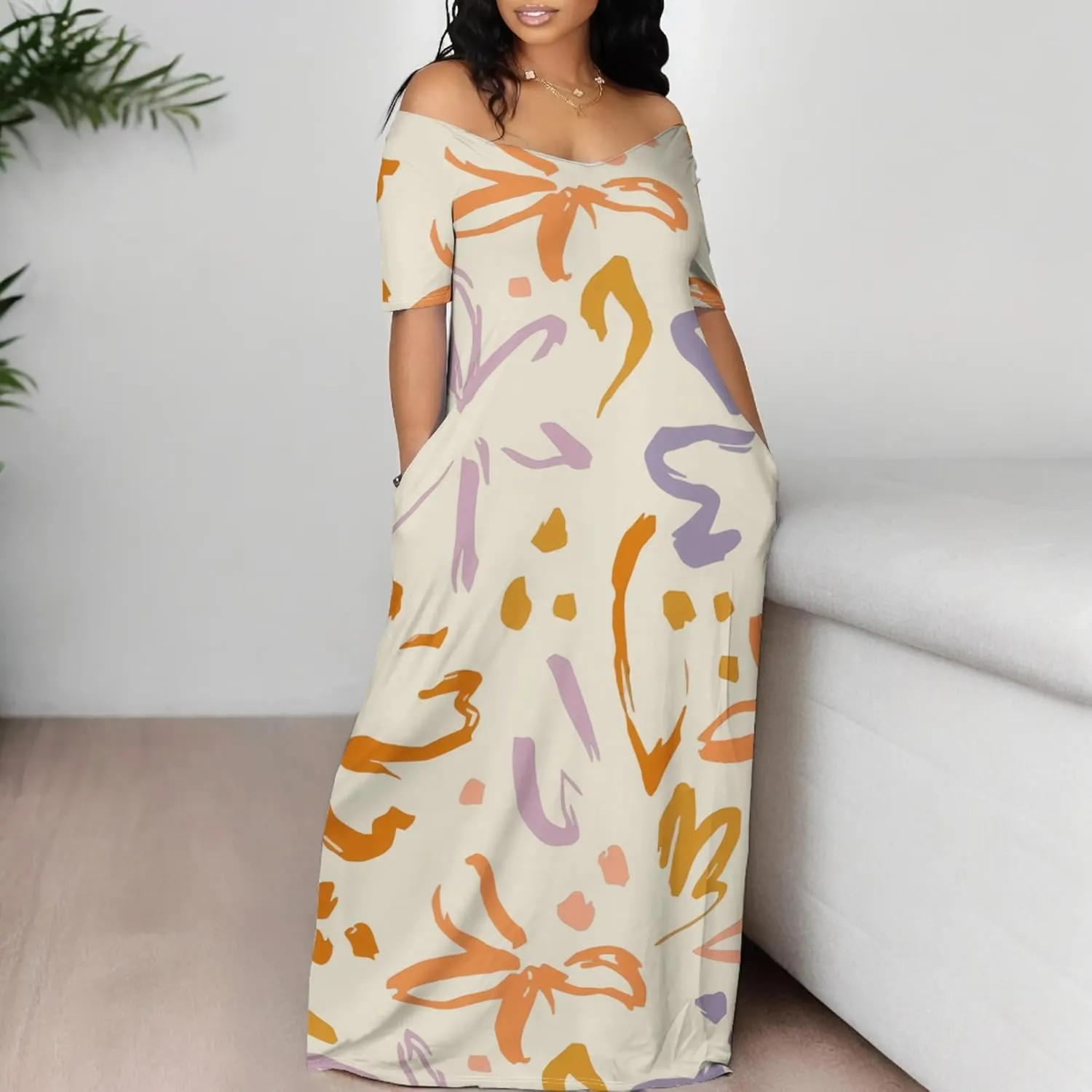 Womens Sexy Beach Outfits Summer Off Shoulder Sexy Maxi Dresses Flowy Dress