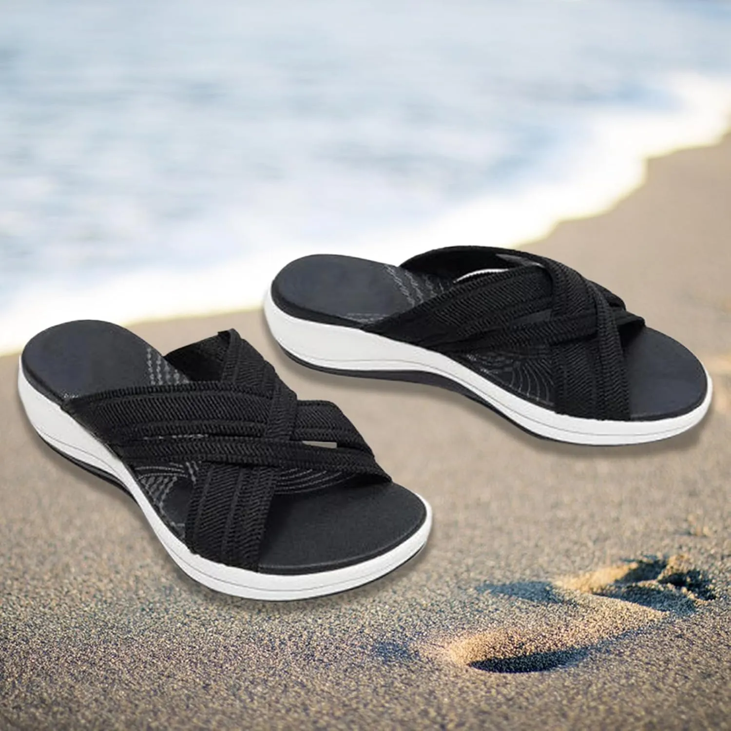 Women's Slippers Wedge Sandals for Women 2025 Plus Size Flat Slippers Summer Beach Sandals Breathable Comfortable Fishmouth Flying Weaving Shoes