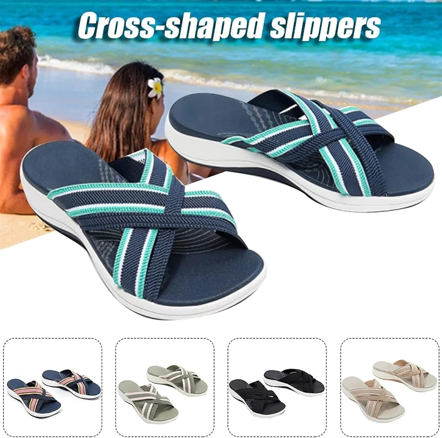 Women's Slippers Wedge Sandals for Women 2025 Plus Size Flat Slippers Summer Beach Sandals Breathable Comfortable Fishmouth Flying Weaving Shoes