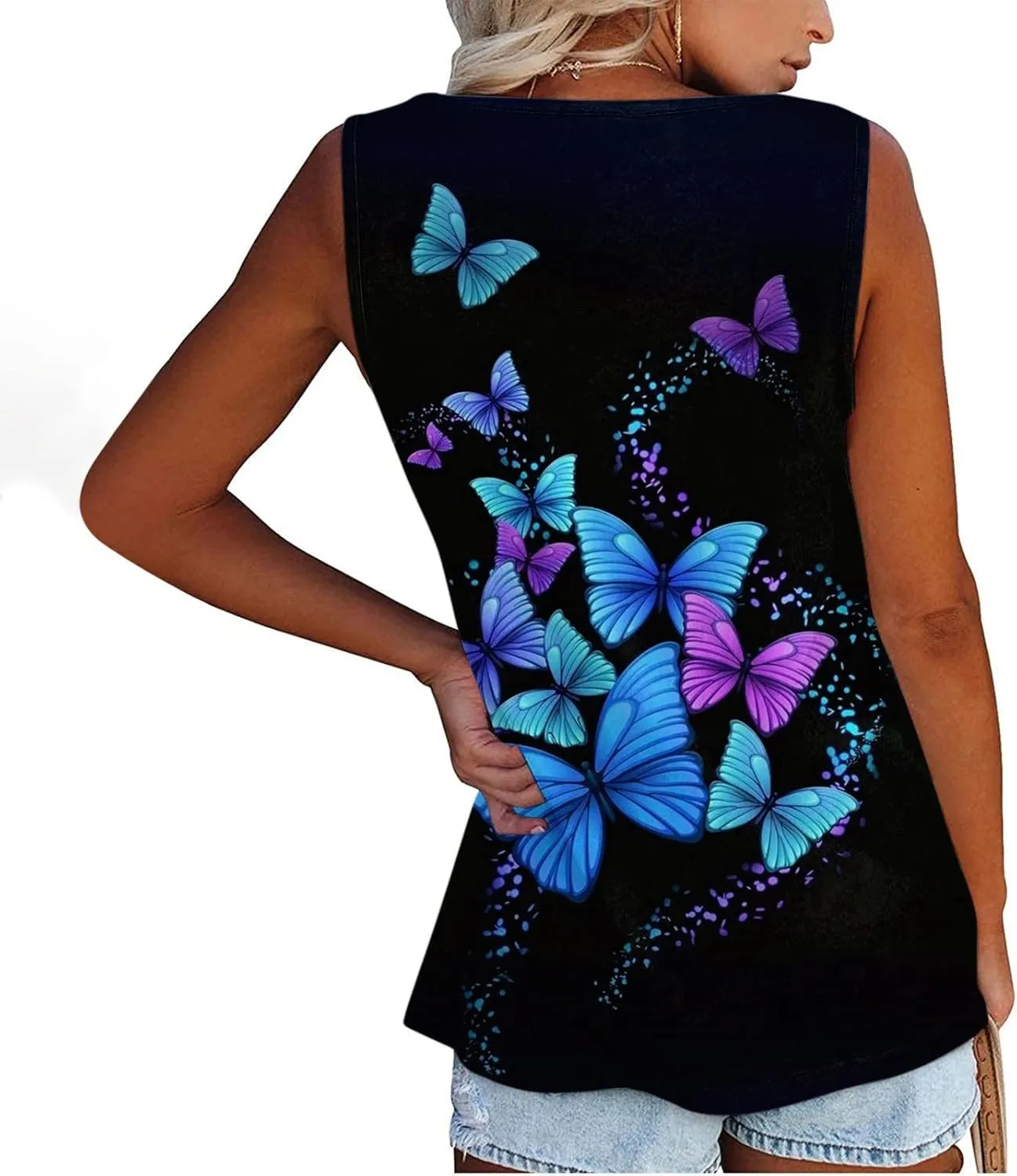 Womens Summer Tops 2023 Sleeveless Henley T-Shirts Tops Casual Button Down Tunics Holiday Going Out Tank Top Tee