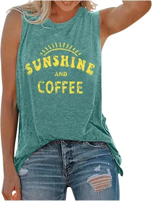Womens Tank Tops Summer T Shirts Sleeveless Casual Loose Tunic Blouses