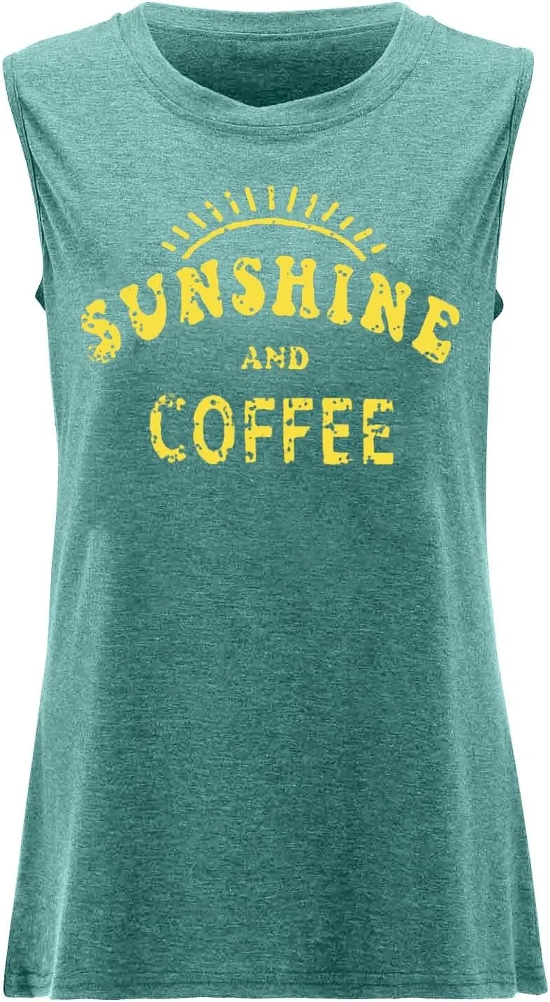 Womens Tank Tops Summer T Shirts Sleeveless Casual Loose Tunic Blouses