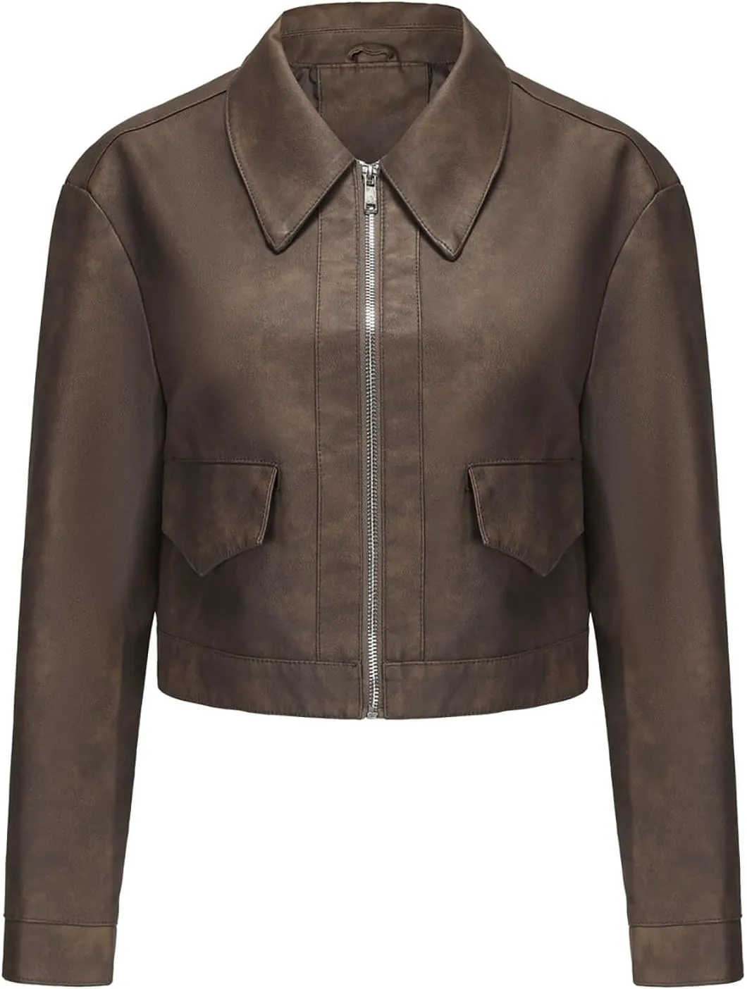 Women's The Classic Faux Leather Moto Jacket Faux Leather Zip Up Moto Biker Jacket Vegan Jackets Motocycle Biker Coat