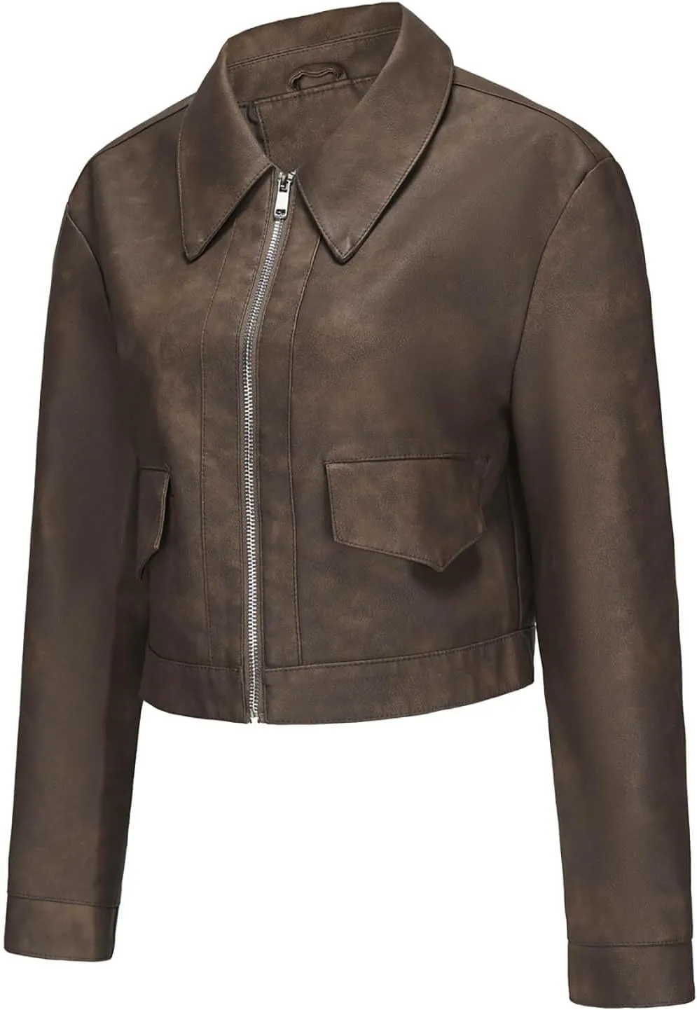 Women's The Classic Faux Leather Moto Jacket Faux Leather Zip Up Moto Biker Jacket Vegan Jackets Motocycle Biker Coat