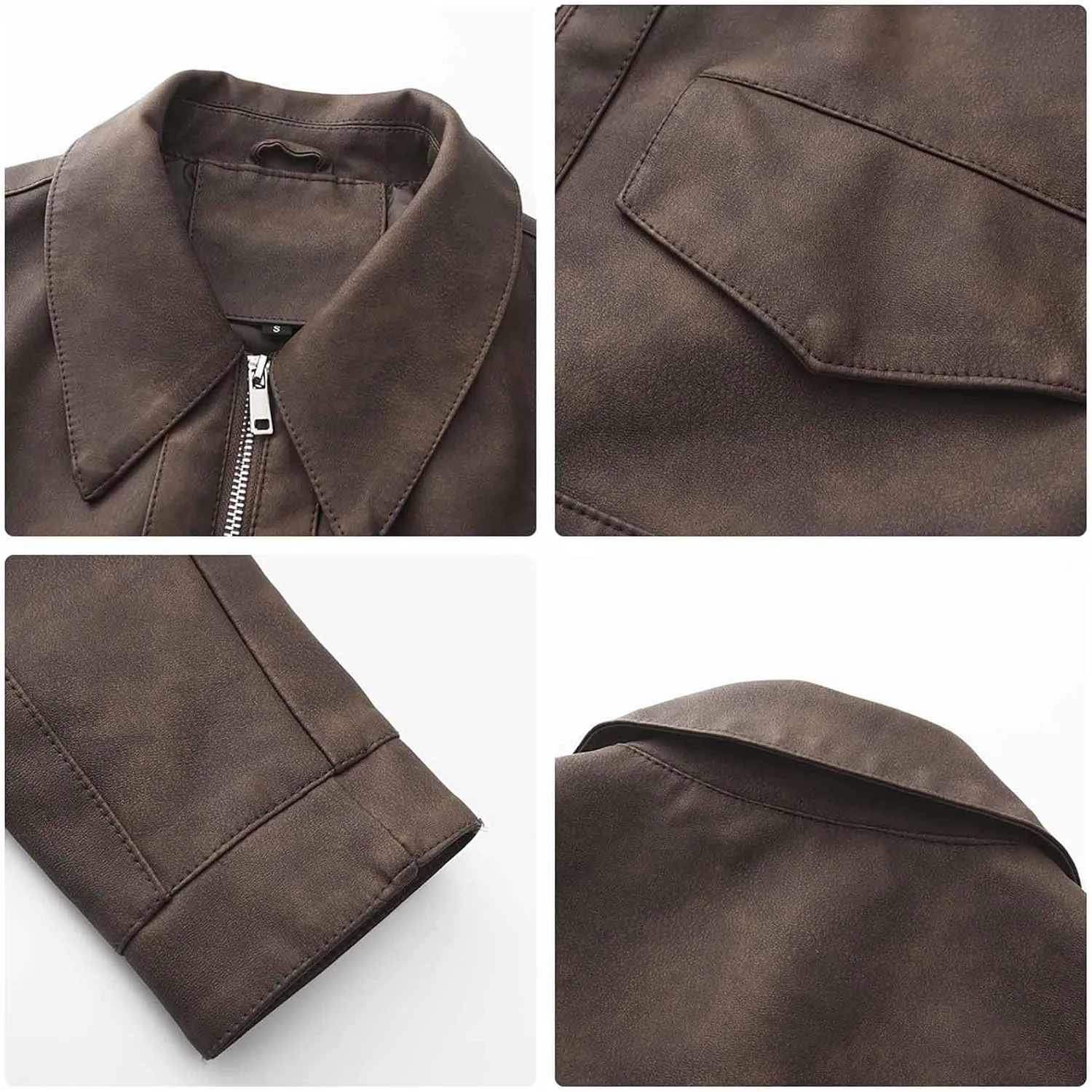 Women's The Classic Faux Leather Moto Jacket Faux Leather Zip Up Moto Biker Jacket Vegan Jackets Motocycle Biker Coat